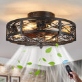 TRUYOK E27 Deckenventilator Lampe Deckenventilator mit Beleuchtung, Fernbedienung, f¨¹r Schlafzimmer Wohnzimmer Esszimmer L¨¹fter Licht, Schwarz/Braun