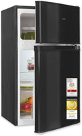 Exquisit K¨¹hlschrank mit Gefrierfach klein, Mini-K¨¹hlschrank, 85 l, 61 l, 40 dB, LED-Beleuchtung, Schwarz