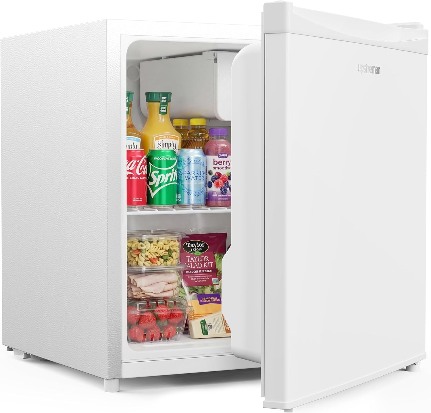 Upstreman Mini K¨¹hlschrank 46 l mit Eisfach, Praktisch, Minik¨¹hlschrank, B¨¹ro, 45 cm, 1 ¡ãC, 8 ¡ãC, 41 dB, 0,22 kWh