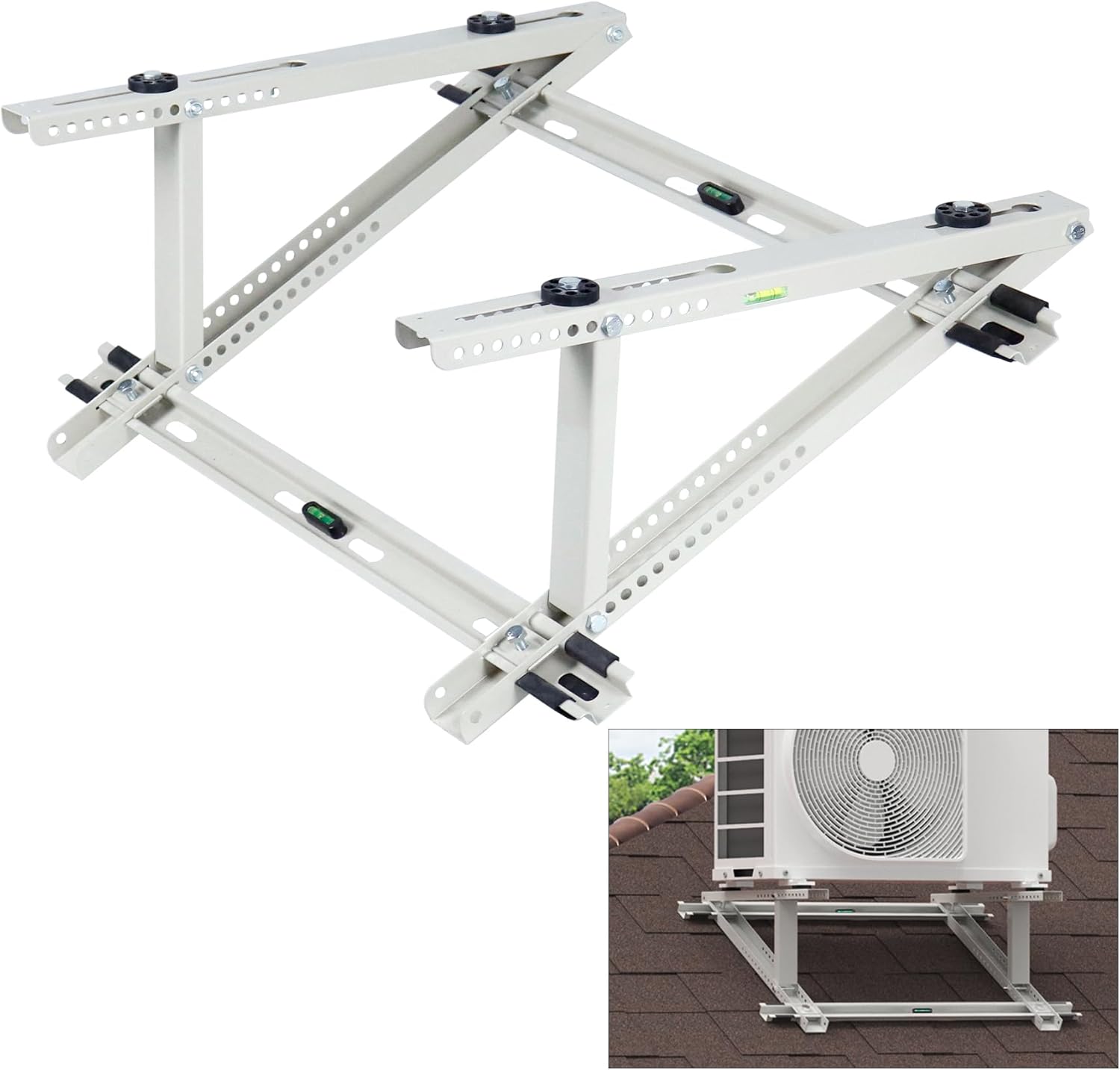 Pearwow Mini-Split-Halterung Klimaanlage Split-Klimaanlage, unterst¨¹tzt bis zu 136 kg, 24000 BTU, f¨¹r Klimaanlage, verstellbare Dachmontage
