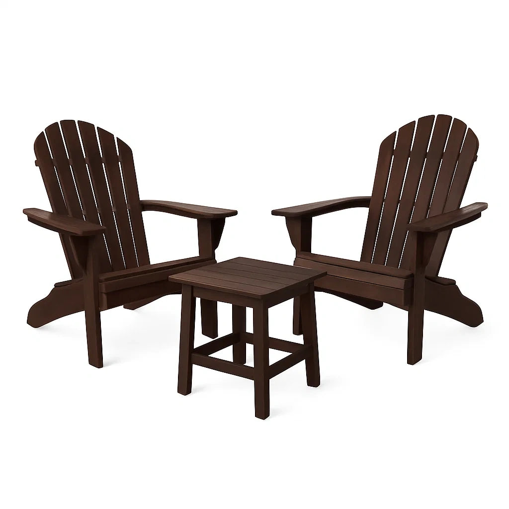 Holz Adirondack Stuhlset mit Beistelltisch Braun