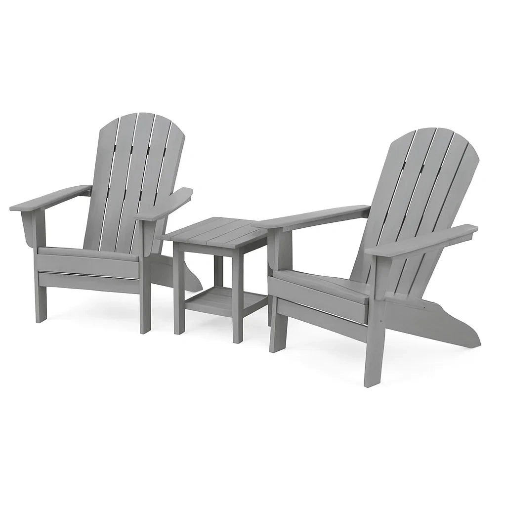 Gartenmöbelset 3-teilig Grau Holz Adirondack Stühle und Tisch