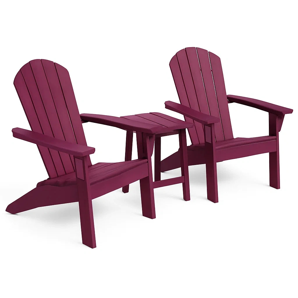 Adirondack Gartenstuhl Set aus Holz Dunkelrot mit Tisch