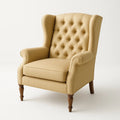 Ohrensessel Textilgewebe Beige Massivholz
