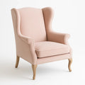 Ohrensessel aus Stoff mit Holzbeinen Rosa