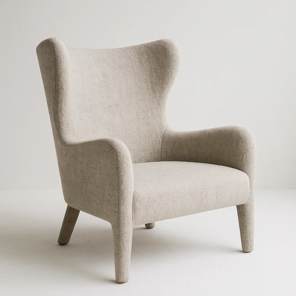 Leinensessel Beige 88 cm Höhe