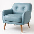 Sessel PU-Leder Holzbeine Blau