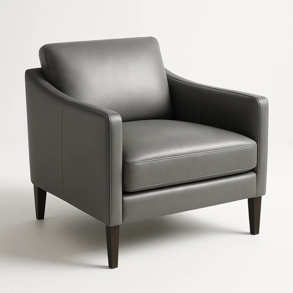 Sessel Leder Grau 90x85x80 cm