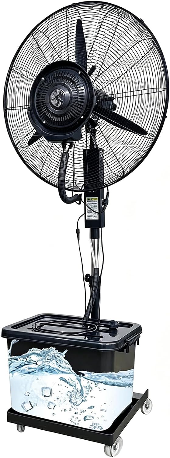 Meedlopia 2026 Upgrade Nebelventilator Industrie Standventilator, 42L, Oszillierender Nebelk¨¹hler mit Rollen f¨¹r Terrasse, Garten & Lagerhalle