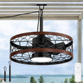 HUYOY Deckenventilator Beleuchtung au?en Deckenventilator mit Beleuchtung, Fernbedienung, Timer, dimmbares Licht, wasserbest?ndig, Schwarz/Braun