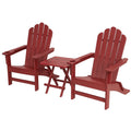 Adirondack Gartenmöbel Set 2 Stühle mit Tisch Kunststoff Rot
