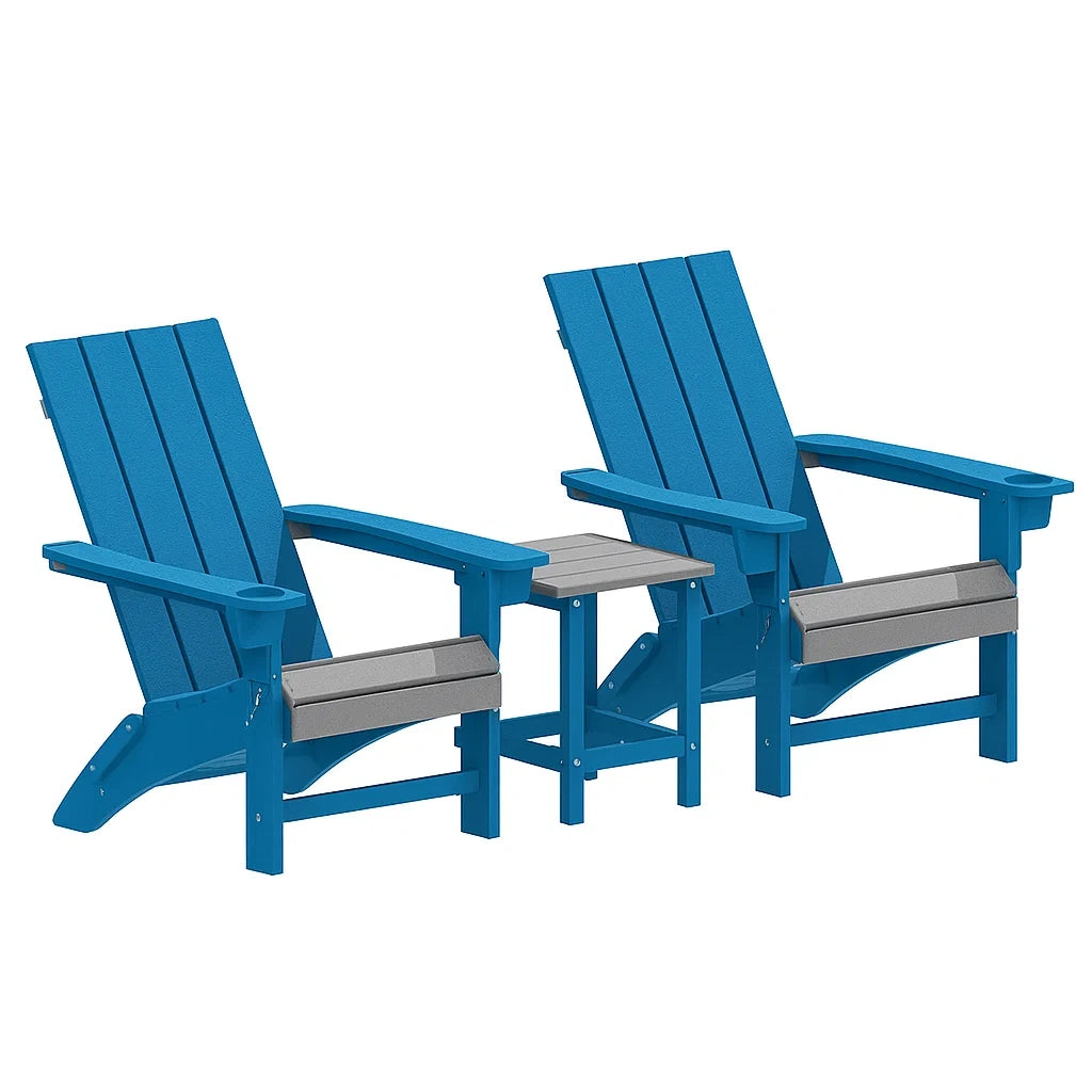 Adirondack Stuhlset Kunststoff Blau mit Beistelltisch