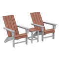 Adirondack Stuhl-Set aus Polywood in Grau und Braun mit Beistelltisch