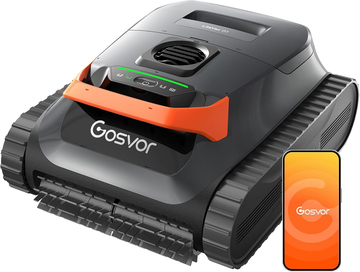 (2026 Neu) Gosvor Poolroboter Wand und Boden, 200 Minuten, 30 cm, 260 mm, 6,9 kg, 3,6 l, App, LED