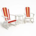 Outdoor Schaukelstuhl Set aus Kunststoff in Weiß/Rot/Gelb mit Tisch