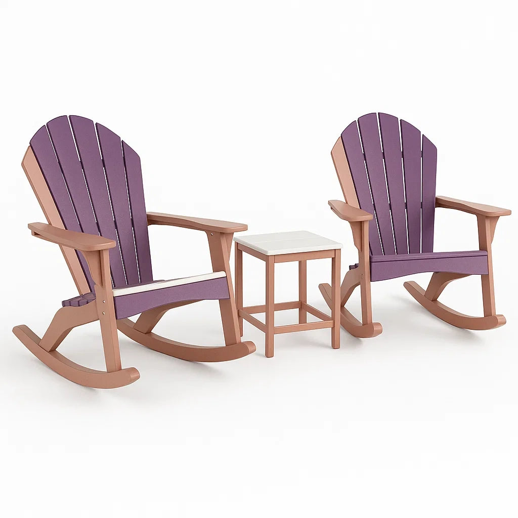 Polyethylen Garten-Schaukelstuhl-Set Lila und Braun