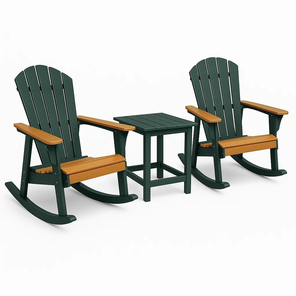 Gartenmöbel Set Schaukelstühle und Beistelltisch Polyethylen Grün/Braun
