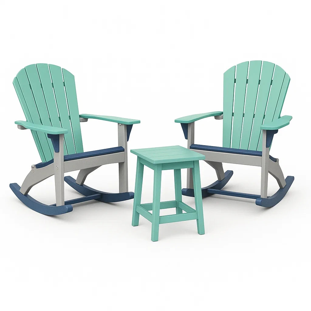 Garten Adirondack Schaukelstuhl Set aus Kunststoff Türkis Grau