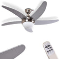 HOFSTEIN moderner Deckenventilator Morino aus Metall/Holz/Glas in Nickel-matt/Silber, Lampe, ?sthetisch, Wei?