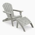 Adirondack Gartenstuhl Set Massivholz Grau mit Armlehnen und Fußstütze