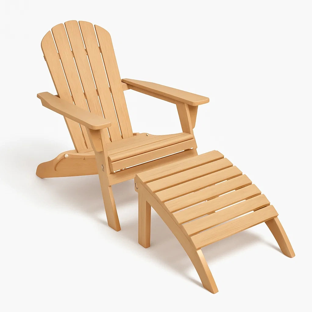 Adirondack Gartenstuhl mit Fußstütze Holz Beige
