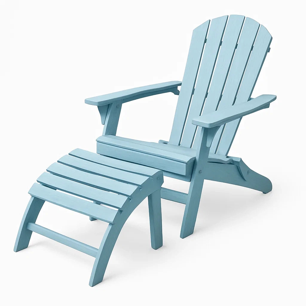 Adirondack Stuhl mit Fußablage Holz Hellblau