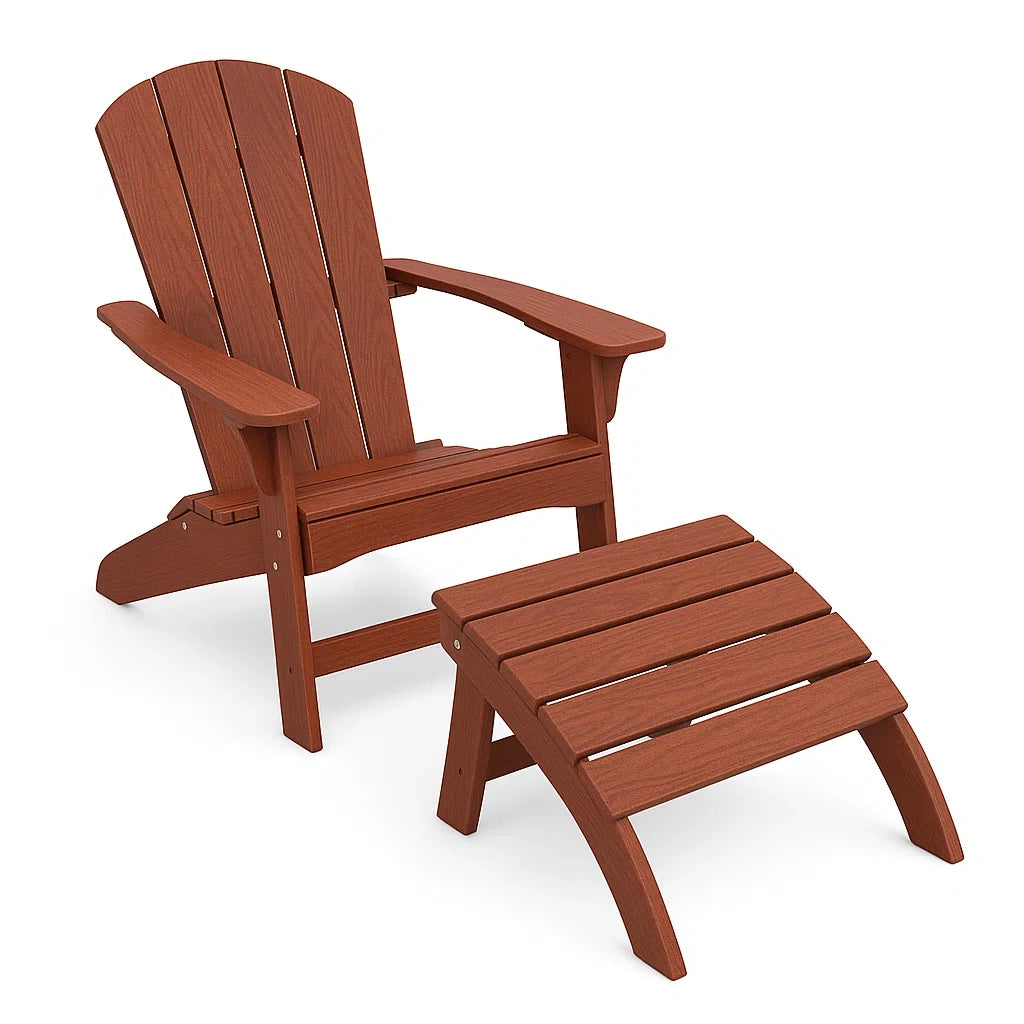 Adirondack Gartenstuhl Set aus Kunststoff Holzoptik Braun