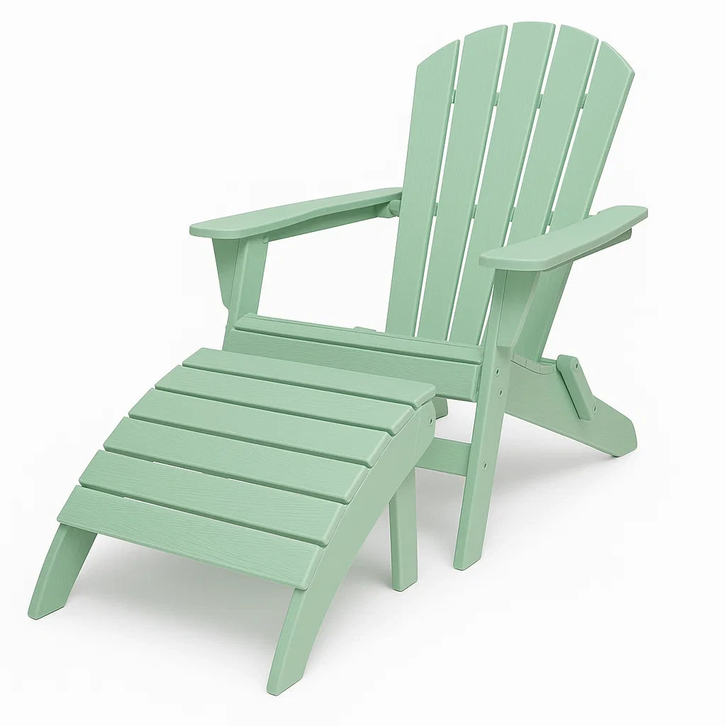 Adirondack Stuhl mit Fußstütze aus Kunststoff in Mintgrün