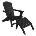 Adirondack Stuhl-Set mit Fußhocker Schwarz Polywood
