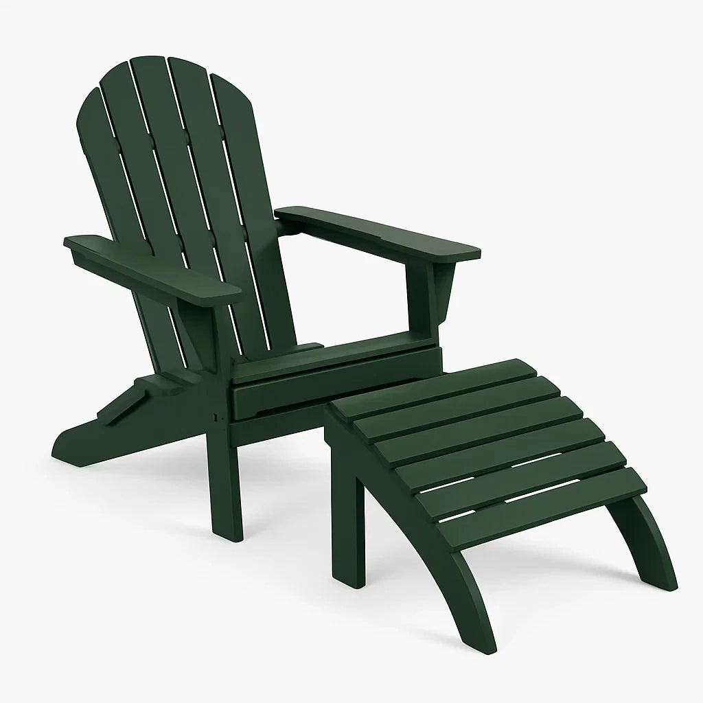Adirondack Stuhl mit Hocker HDPE Dunkelgrün