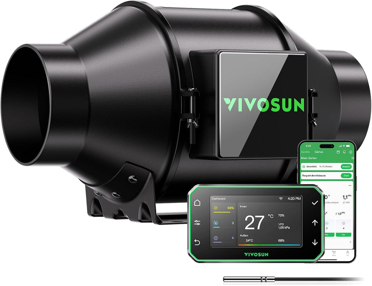 VIVOSUN Rohrventilator, Abluftventilator, App