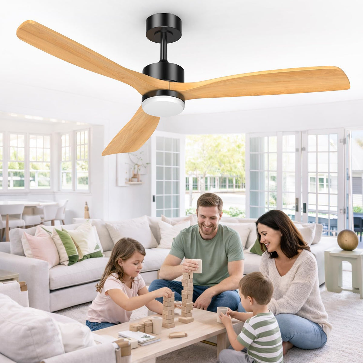 Airwit 152 cm Holz Deckenventilator mit Beleuchtung, 24 W, 21 W, LED