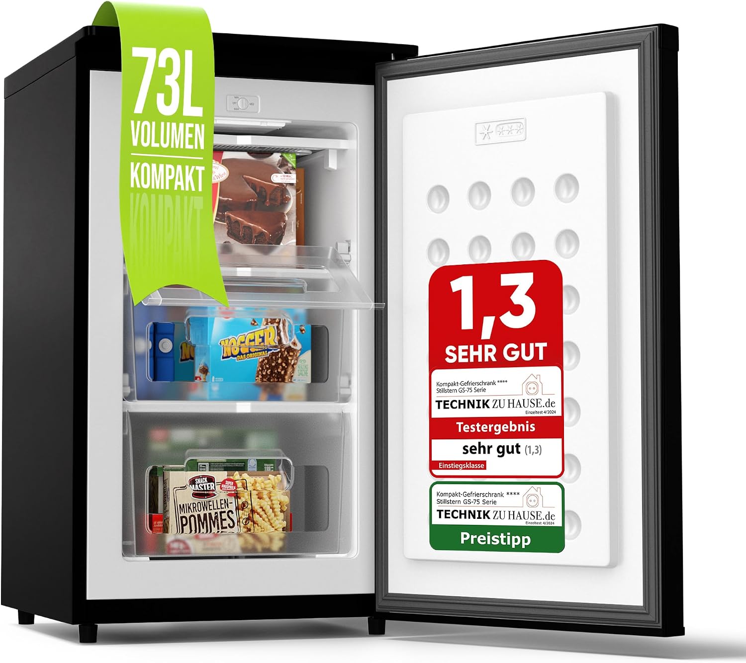 Stillstern 4-Sterne-Gefrierfach -18¡ãC Gefrierschrank, 73L, Schwarz
