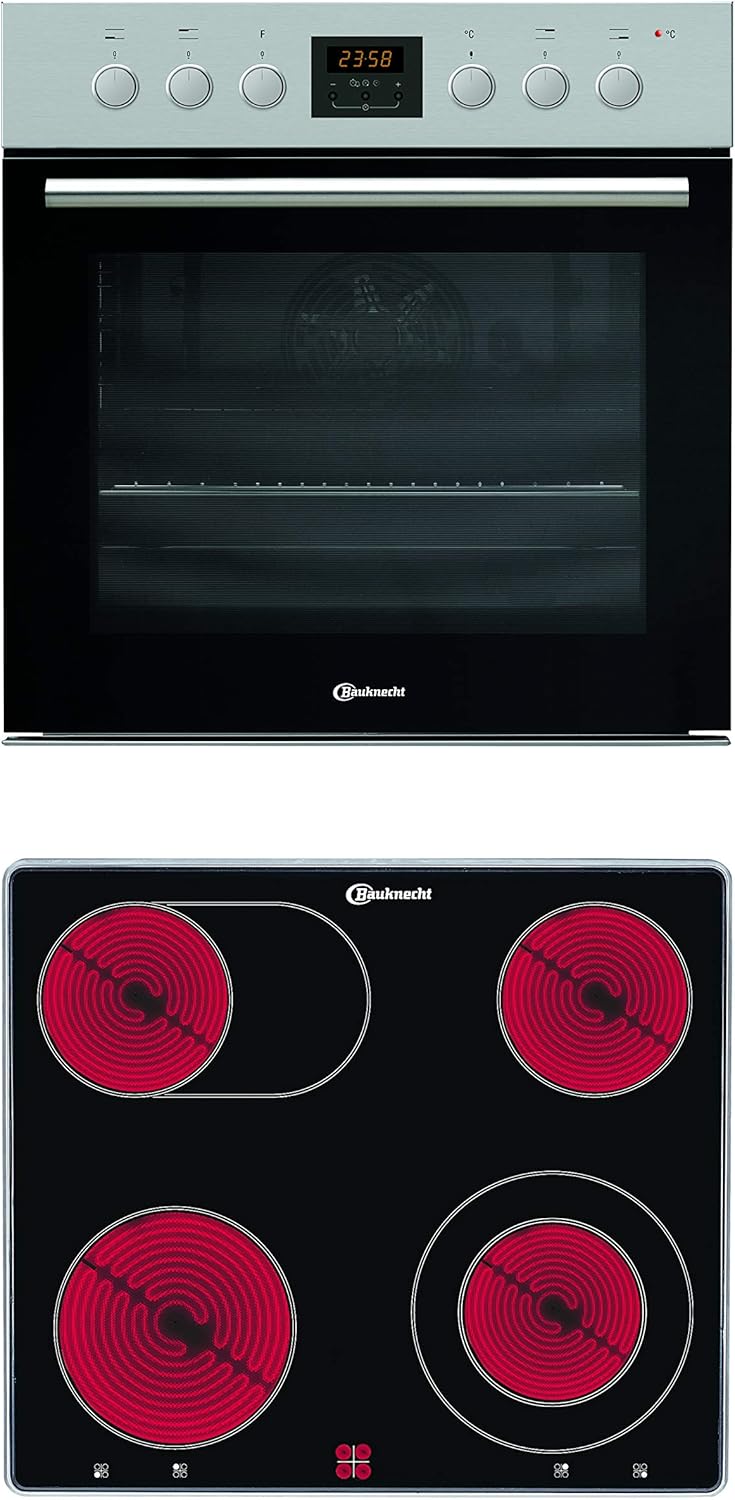 Bauknecht HEKO H200 Herd-Kochfeld Kombination/Glaskeramik-Kochfeld, Backofen, 65 l, 60 cm, Edelstahl