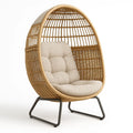 Rattan-Ei-Stuhl mit Stoff-Sitzkissen Beige - 160 cm
