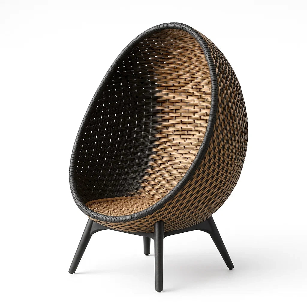 Outdoor Sessel Polyethylen-Rattan Stahl Schwarz/Braun 120 cm