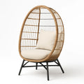 Rattansessel mit Stahlrahmen und Polyesterkissen Naturbraun Beige