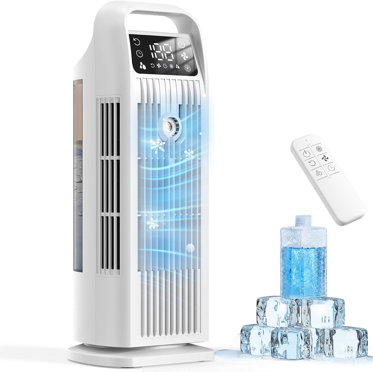 Zenolix Mobile Klimaanlage, Luftk¨¹hler 1200 ml, 1-12 Stunden Timer, 4 Geschwindigkeitsstufen, 120 ¡ã Oszillation, Touch-Tasten (Zuckerwei?)
