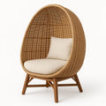 Geflechtstuhl aus Holz und PE-Rattan, Beige