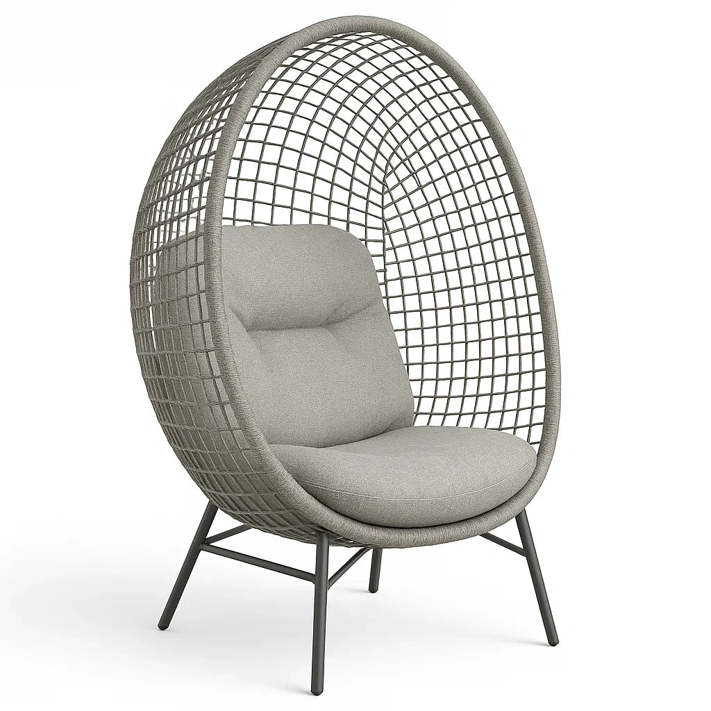 Outdoor-Sessel Ei-Form Rattan Grau