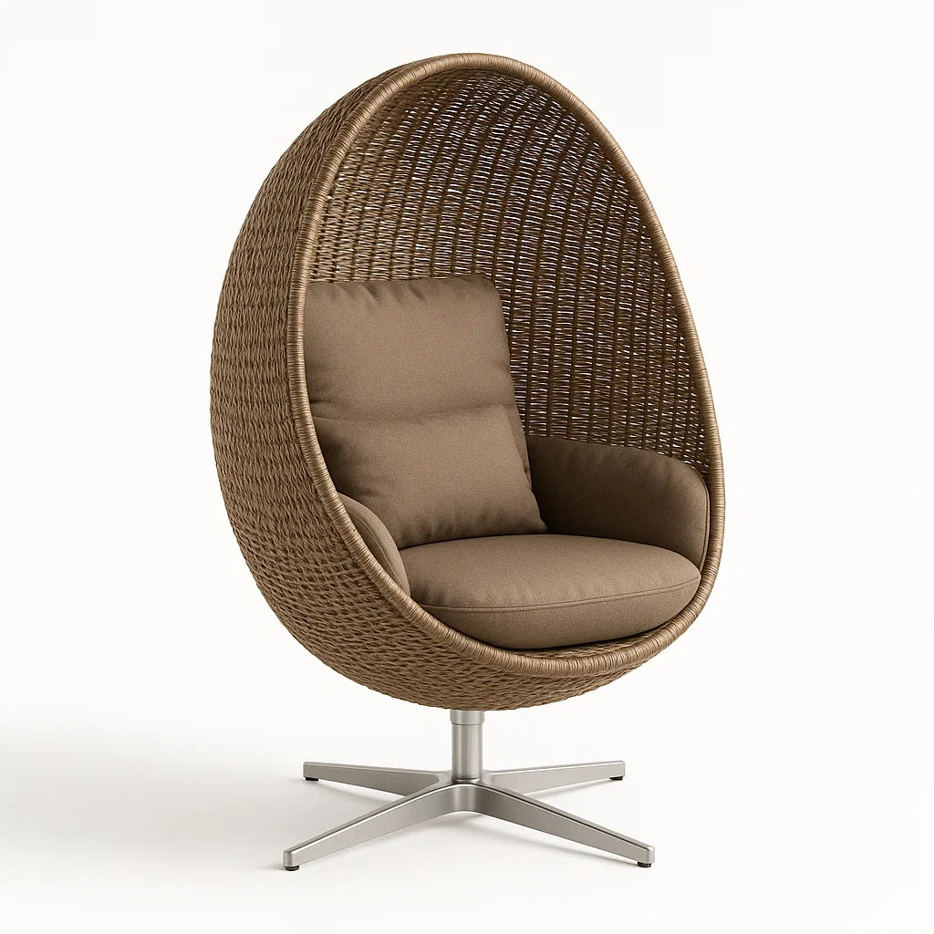 Rattan Sessel Braun mit Edelstahlgestell