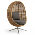 Rattan-Ei-Stuhl mit Aluminiumrahmen und Anthrazit-Kissen