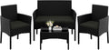 Yaheetech 4-er Gartenm?bel Set Balkonm?bel Set aus Polyrattan Terassenm?bel Au?en mit, Zweisitzer-Sofa, Beistelltisch, 4 cm, 180 g, 5 mm, 100 cm