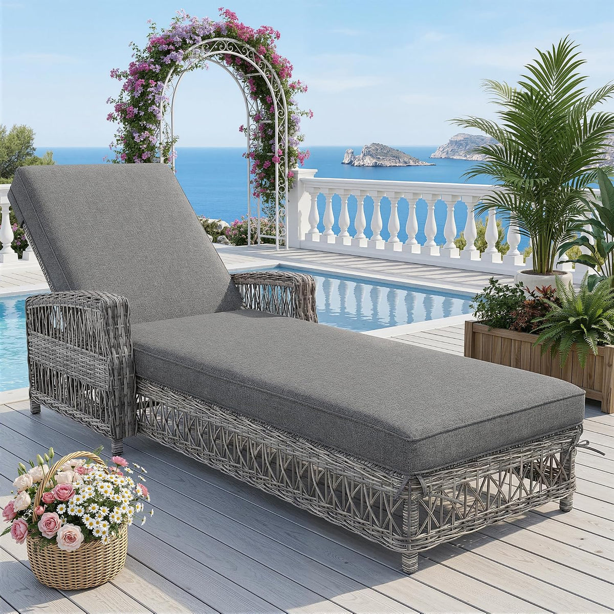 Idemon Outdoor-Liege aus Rattan(1 Set), 153 cm, 192 cm, 57 cm
