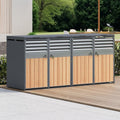 RAPRAP M¨¹lltonnenbox 4Er f¨¹r 4 M¨¹lltonne Bis 240L mit Klappdeckel Schrank, 4 Bin, Grau/Holz, L¨¹ftungs?ffnung Mit Lamellen, Abschlie?bar, Zwei T¨¹ren