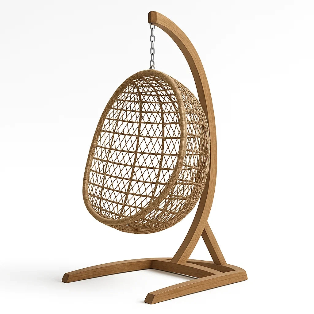 Rattan-Hängesessel mit Holzgestell Natur 180 cm