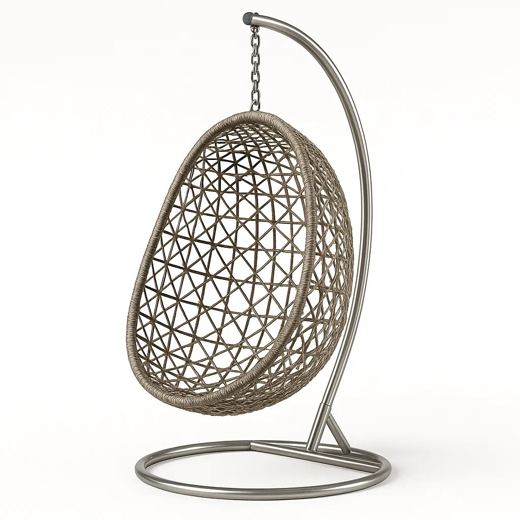 Hängesessel aus synthetischem Rattan mit Stahlrahmen, Braun