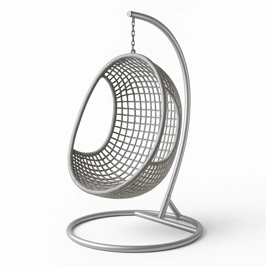 Metall-Hängesessel mit Rundbasis in Silber