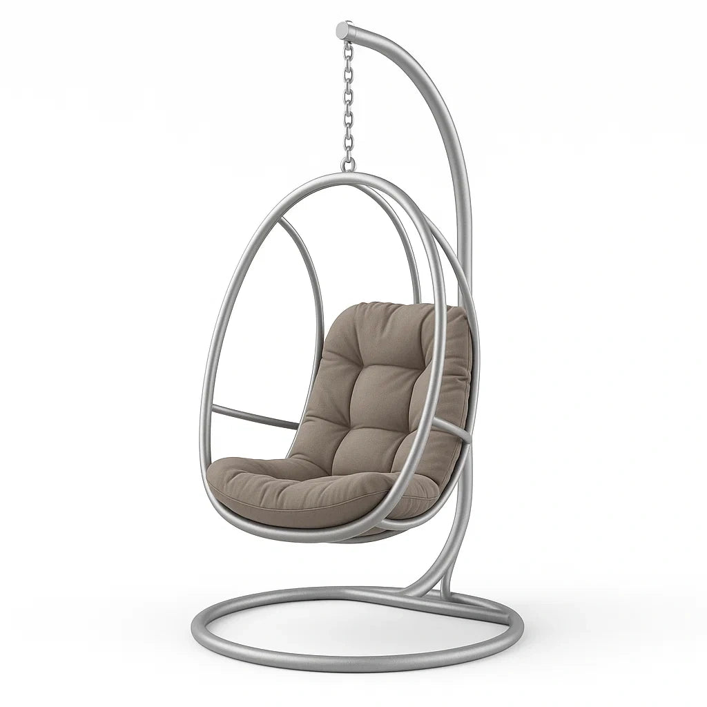 Hängesessel aus Metall mit Polyesterkissen Beige 195cm