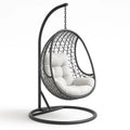 Hängesessel aus Rattan mit Kissen Schwarz/Cremeweiß 200cm